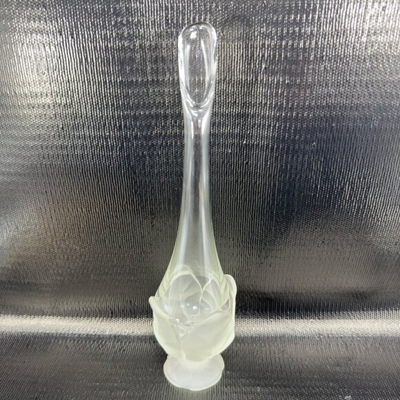 Viking Glass Swung Vase with Frosted Cabbage Base 12inch Clear Glass Vase Vessel - Picture 13 of 16